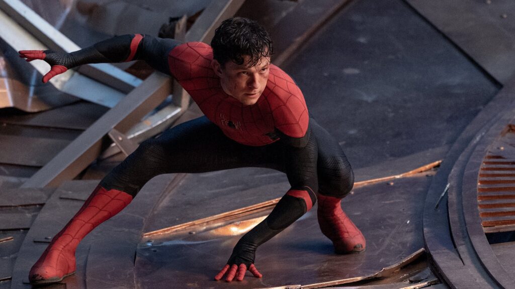 Spider man No Way Home Poster ,Tom Holland as Spider-Man ( Credit - Marvel Studios & Sony Pictures)