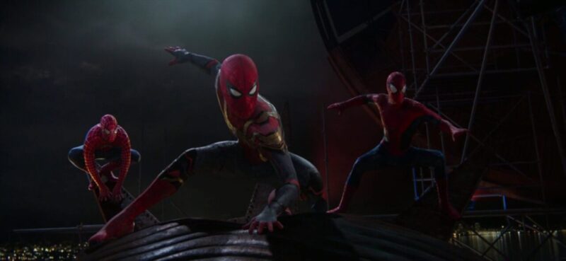 Spiderman No Way Home :-Tom Holland as Peter Parker/ Spiderman, Andrew Garfield as Peter Parker/Spider man, Tobey Maguire as Peter Parker/Spider man (Credit - Marvel Studios & Sony Pictures)