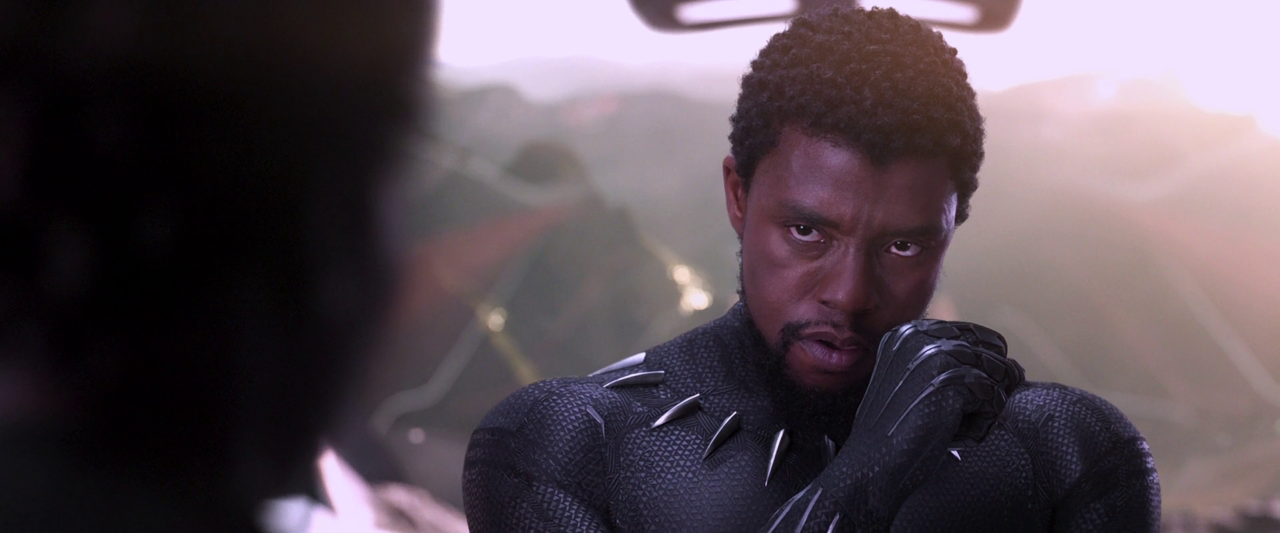 Black Panther :- Chadwick Boseman as Black Panther/T’Challa, Michael B. Jordan as Erik Killmonger, Lupita Nyong’o as Nakia ( Credit - Marvel Studios)