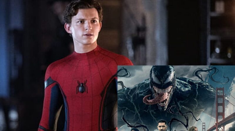 Spider-man no way home (2021) Tom Holland as Peter Parker / Spider-Man , Venom: Let There Be Carnage (2021) Tom Hardy as Eddie Brock / Venom (Credit - Marvel Studios)